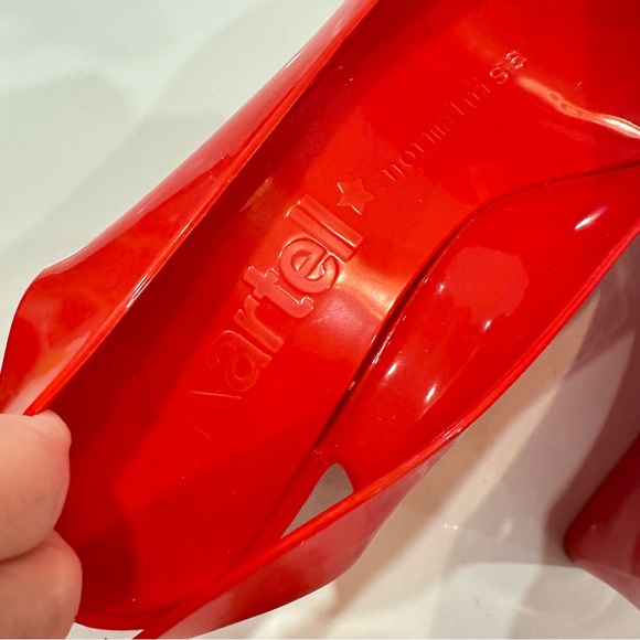 Kartell Red Rubber Wedge Heels Sz 40 Norma Luisa Slingback Shoes Pumps - Picture 8 of 10